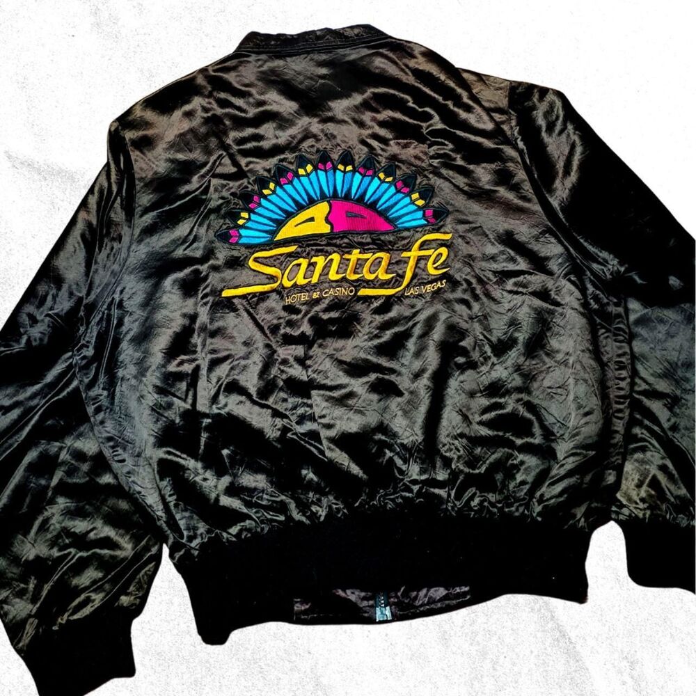 Vintage Santa Fe Casino Satin Bomber Jacket - Medium